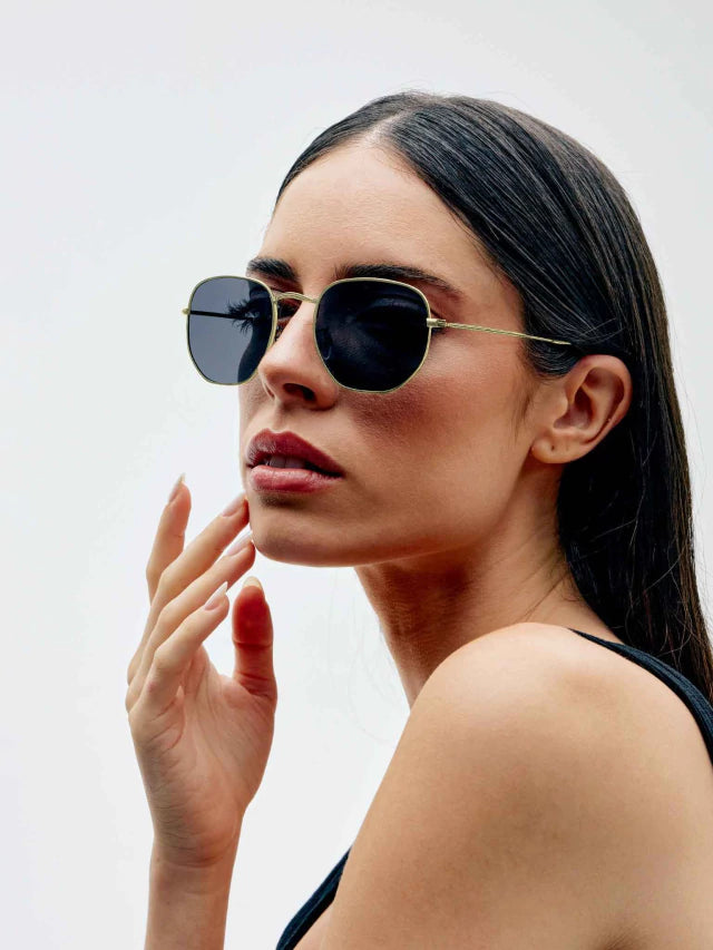 Óculos de Sol Clássico Hexagonal Harbor Green Gold